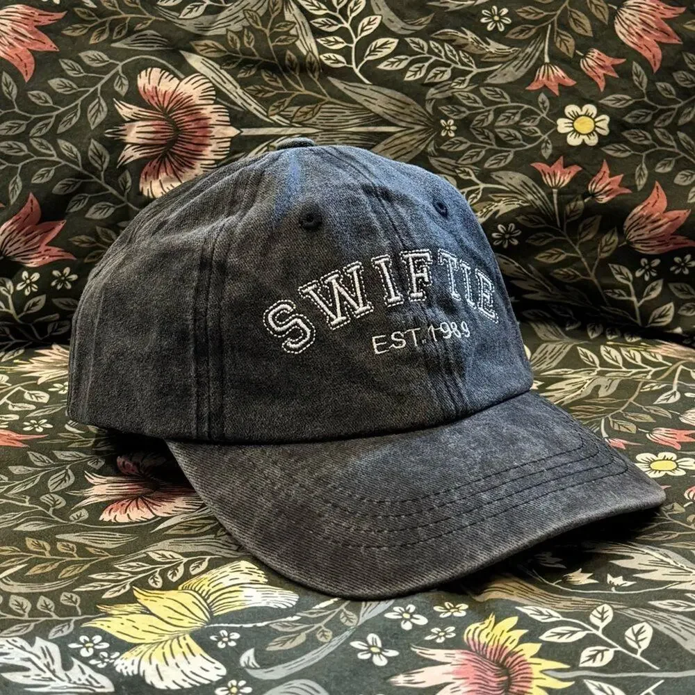 Swiftie Est. 1989 Dad Hat Taylor Swift TTPD Black White Embroidered Baseball Cap